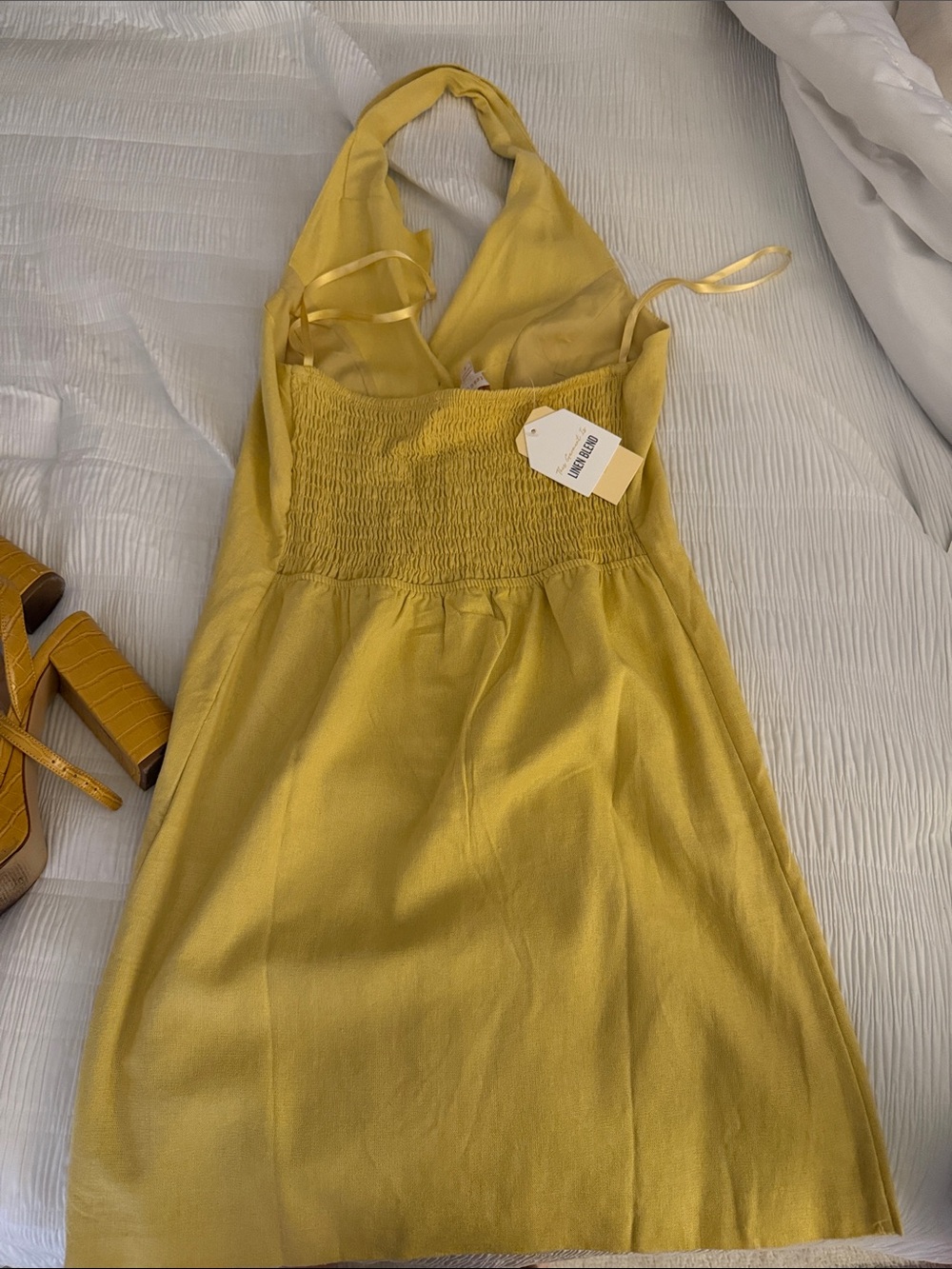 Monteau Mustard Halter Button-Front Mini Dress - Picture 2 of 3